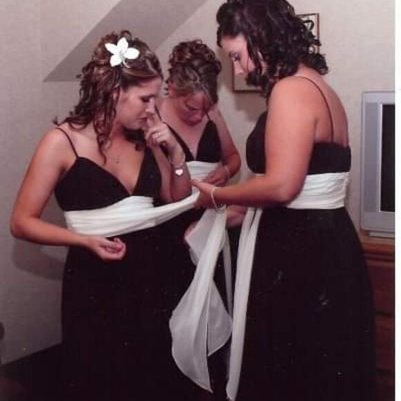 Bari Jay Ladies Brown & Cream Deep V-Neck Knee Length Formal Dress - Size 6 - Picture 7 of 9